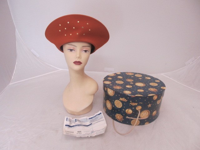 lot 3 image: Jeanne Marie Wool Pumpkin-Colored Breton Style Hat