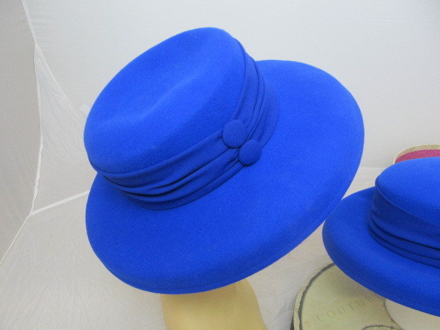 lot 5 image: Pair of KATHY JEANNE Blue Ladies Wool Hats 
