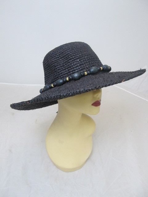 lot 30 image: BRAND NEW 9 WEST Ladies Black Hat w Bead Accent