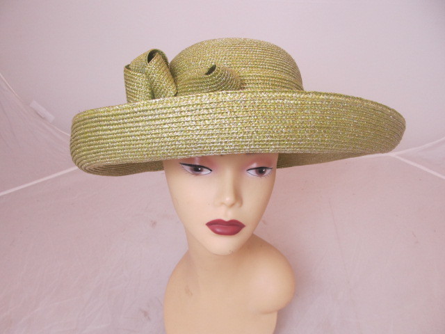 lot 35 image: AUGUST Fine Millinery Collection Womens Designer Hat - Olive Color w Twirl Accent.