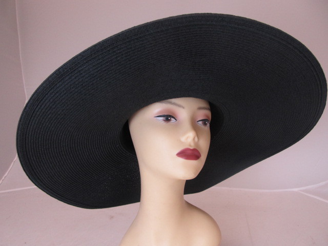 lot 45 image: Extra Wide Brim Black Sun Hat - Black by Cami