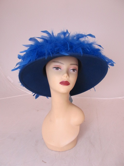 lot 48 image: Brand New BETMAR Luxury Womens Hat Blue w Blue Feathers
