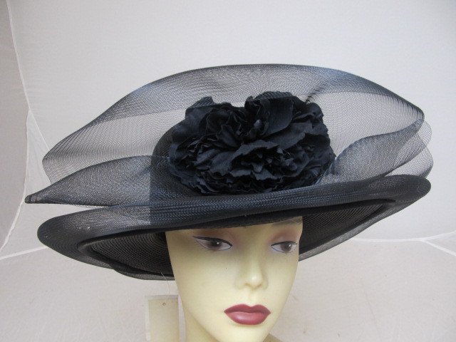 lot 49 image: Brand New Glory II Womens Fancy Hat - Black w mesh & flower