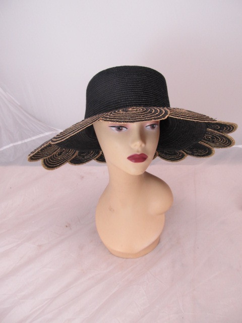 lot 75 image: GIOVANNIO Womens Designer Sun Hat - Black w Copper Design