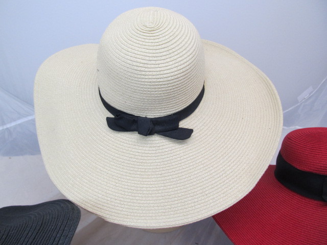 lot 81 image: Group of 4 Womens Extra Long Brim Sun Hats - Cappelli, Scala, San Diego Hat Co.