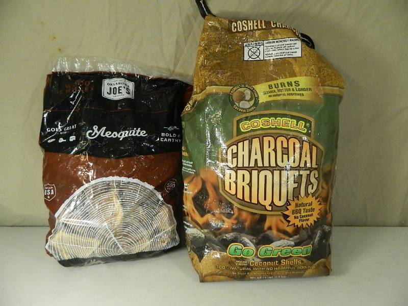 lot 58 image: 2 New Bags of BBQ Wood and Charcoal