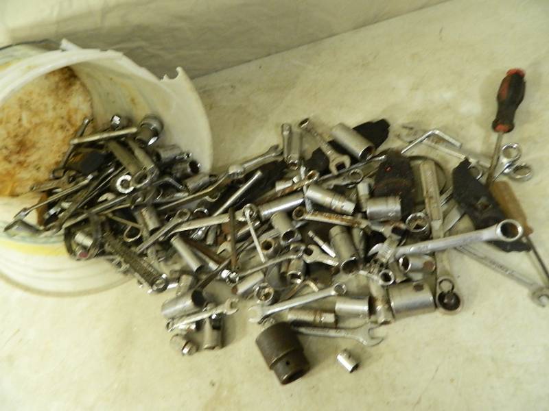 lot 108 image: Bucket of Wrenches, Sockets, Etc