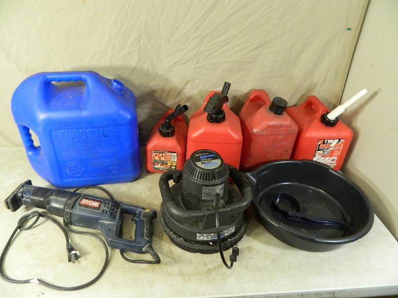 lot 115 image: Buffer, Sawzall, Gas Jugs