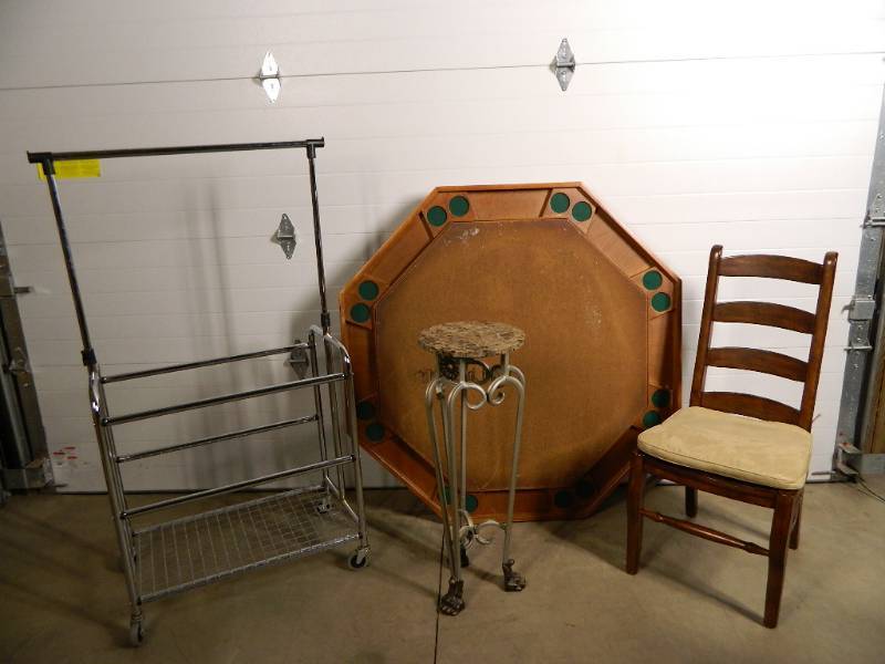 lot 78 image: Take What You Want Poker Table, Clothing Rack, Etc