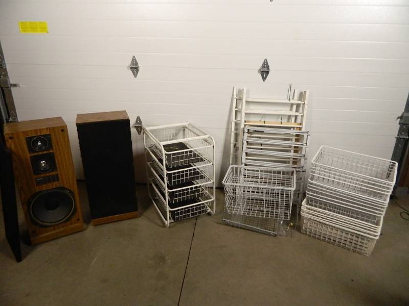 lot 95 image: Take What You Want Shelving, Baskets, Speakers