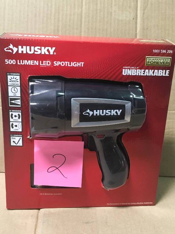 lot 2 image: Husky 500 Lumen LED Compact Unbreakable Spotlight new