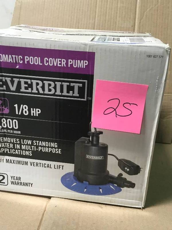lot 25 image: Everbilt 18 HP Pool Cover Pump in good condition