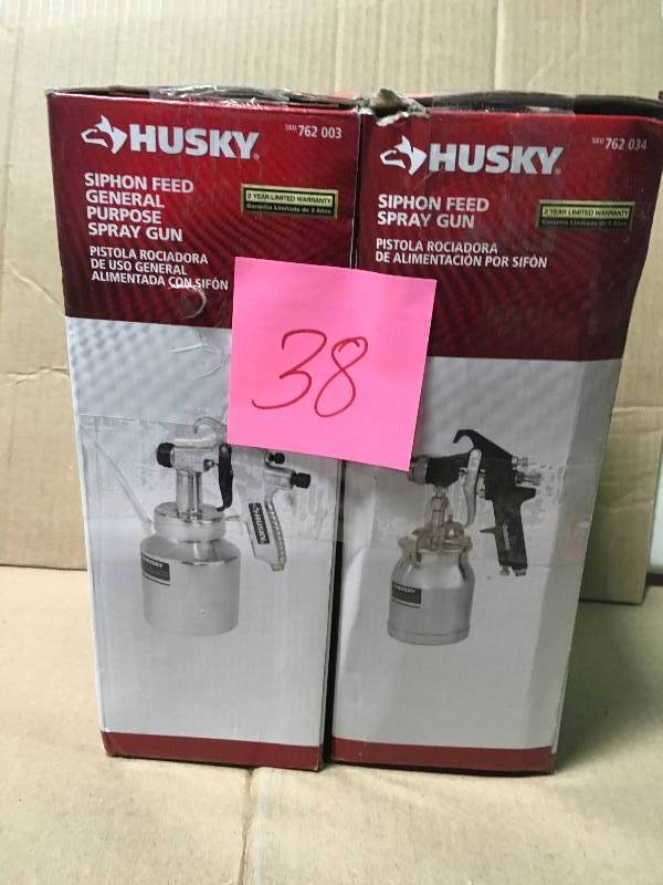 lot 38 image: LOT OF TWO Husky Siphon Feed General Purpose Spray Gun USED
