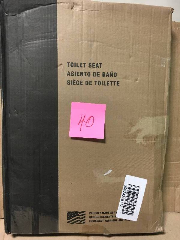 lot 40 image: Lift-Off Elongated Closed Front Toilet Seat in Fawn Beige not used