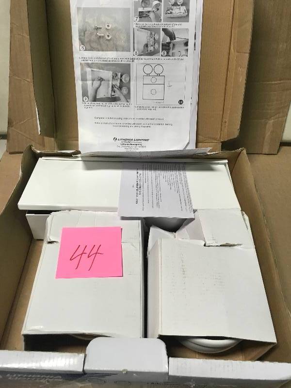 lot 44 image: Lithonia Lighting 2-Light 20-Gauge Chicago Approved White Emergency Fixture Unit not used