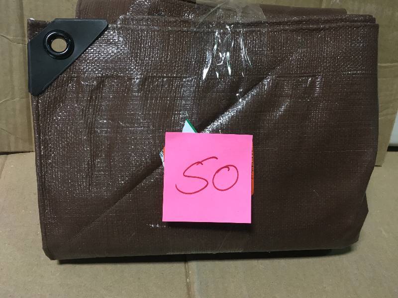 lot 50 image: 10 ft. x 12 ft. BrownSilver Heavy Duty Tarp in like new condition
