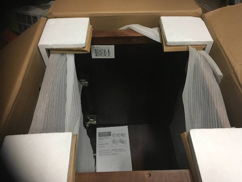 lot 51 image: Foremost Ashburn 24 W x 21.5 D x 34 H Vanity Cabinet Only - Mahogany not used