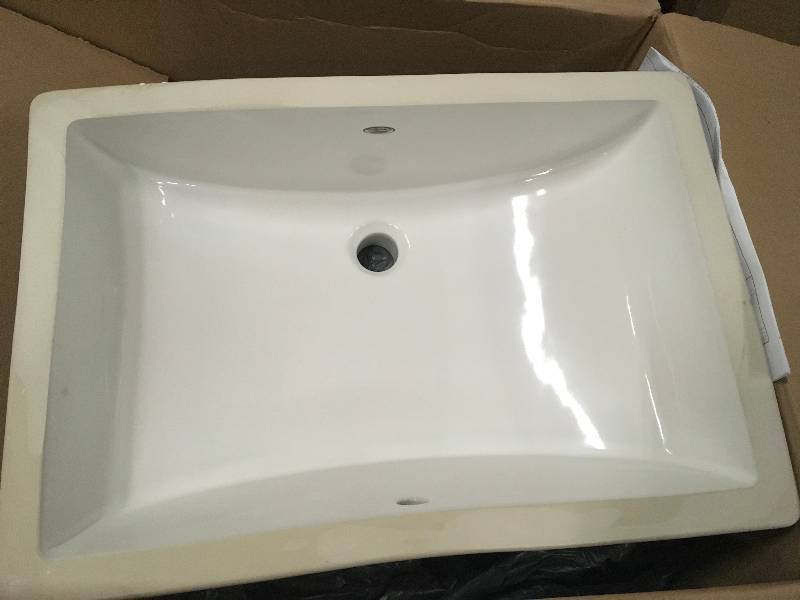 lot 66 image: American Standard Studio Rectangular Undermount Bathroom Sink in White in like new condition