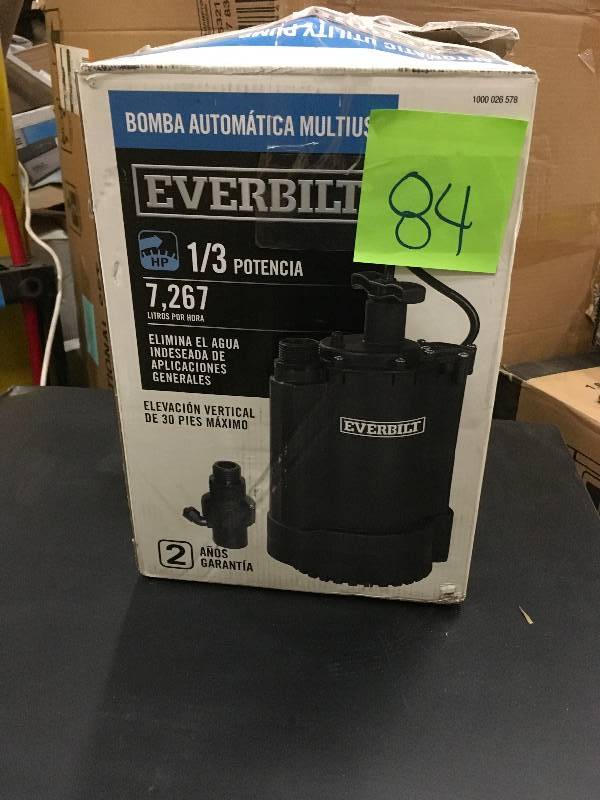 lot 84 image: Everbilt 13 HP Automatic Utility Pump in good condition