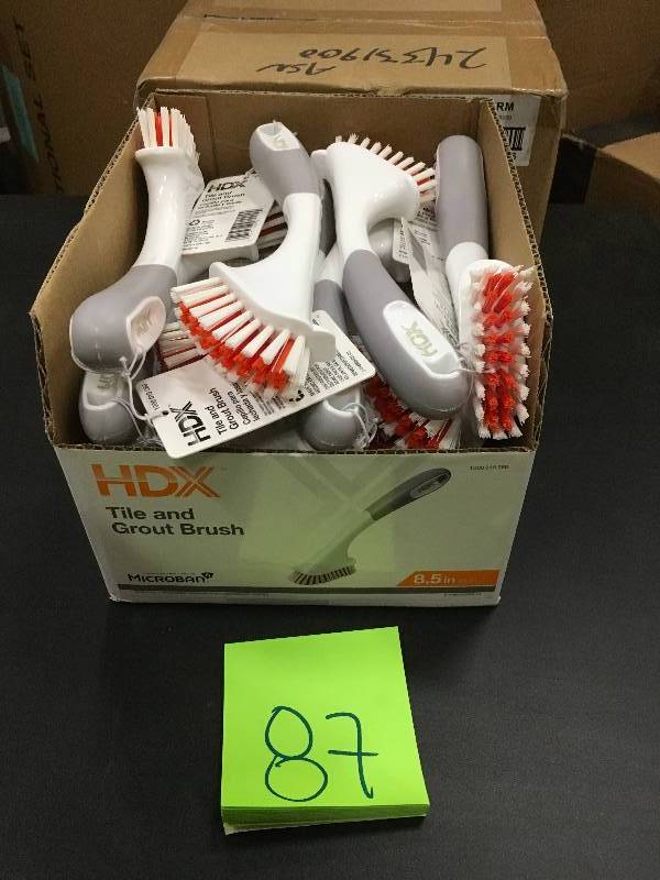 lot 87 image: HDX Tile and Grout Brush BOX 20 PCS in like new condition