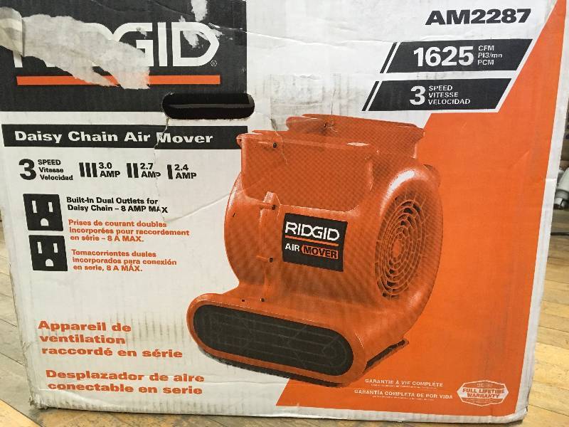 RIDGID 1625 CFM Blower Fan Air Mover with Daisy Chain in like new condition