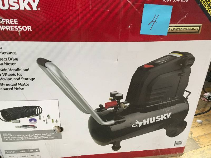 Husky 8 Gal. Portable Oil Free Electric Air Compressor in good condition