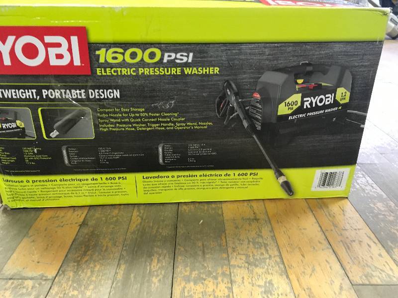 Ryobi 1,600 PSI 1.2 GPM Electric Pressure Washer in like new condition