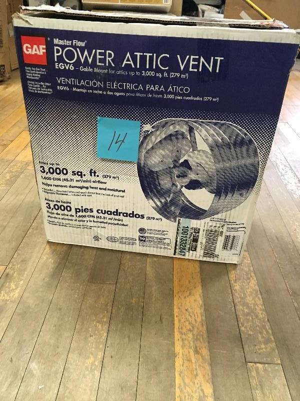 LL Building EGV6 Fan Gable Mount Attic 1600 Cfm not used
