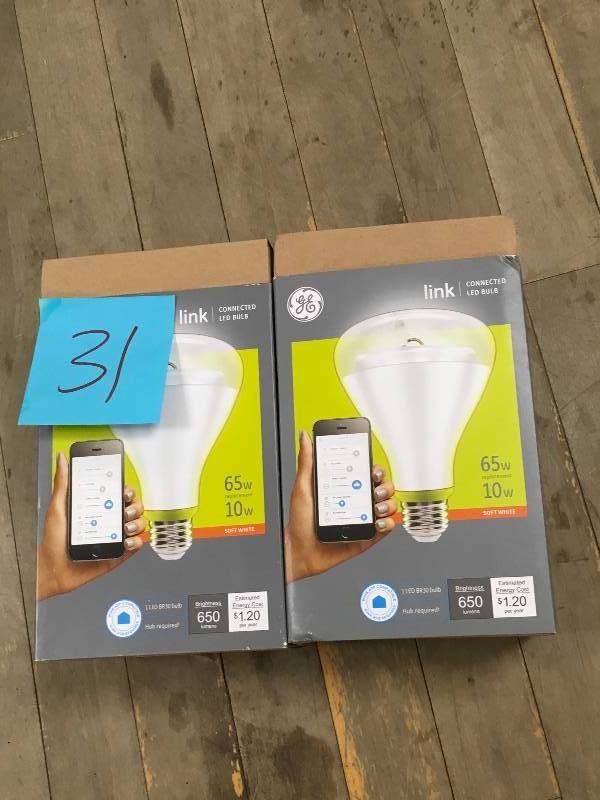 GE Link Smart LED Light Bulb, BR30 Soft White (2700K), 65-Watt Equivalent, 2 PCS not used