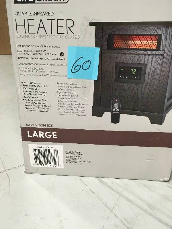 Goplus 1500W Electric Portable Infrared Quartz Space Heater Filter Remote Black not used