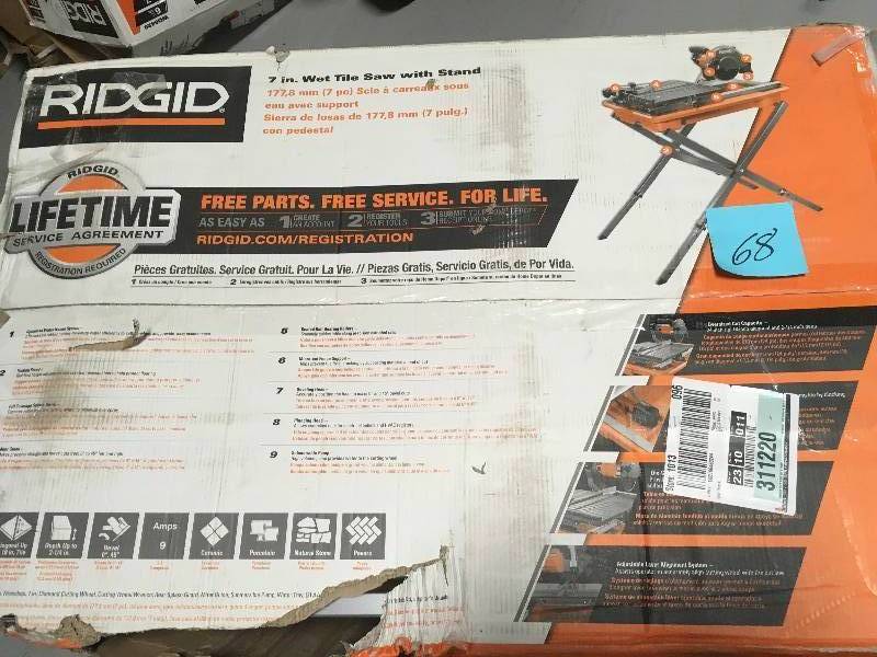 RIDGID 7 in. Tile Saw with Stand in like new condition
