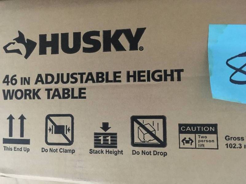 Husky 46 in. Adjustable Height Work Table not used