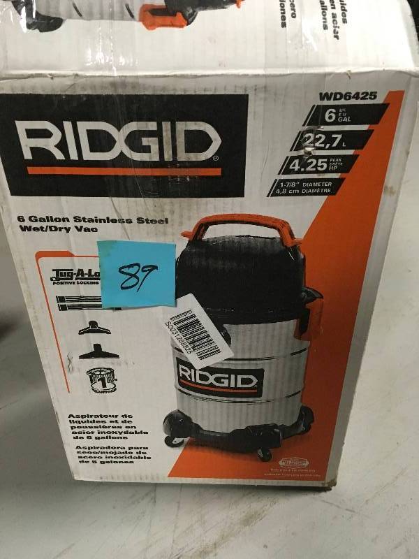 RIDGID 6 Gal. 4.25-Peak HP Stainless Steel Wet Dry Vac USED in good condition