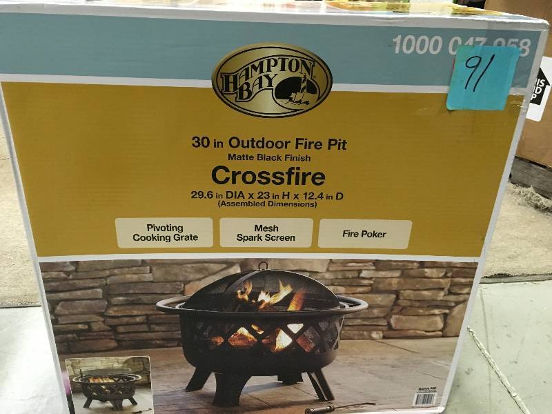 Hampton Bay Crossfire 29.50 in. Steel Fire Pit with Cooking Grate not used