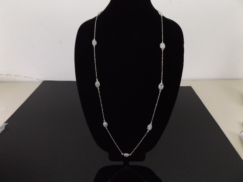 lot 27 image: .925 Sterling Silver Rainbow Fire Moonstone Necklace