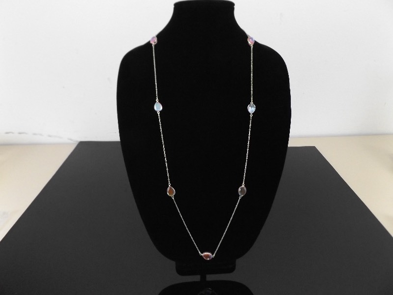 lot 28 image:  .925 Sterling Silver Rainbow Pink Fire Topaz Necklace