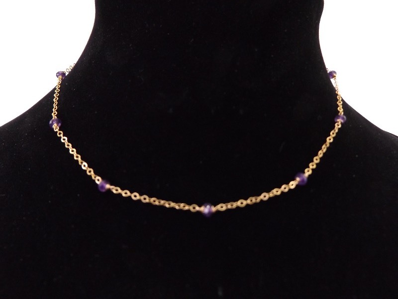 lot 40 image: 14k Gold Fill Amethyst Bead Necklace