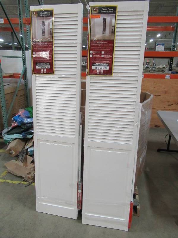 2 Reliabilt Classics White Louver Wood Pine Bifold Doors With