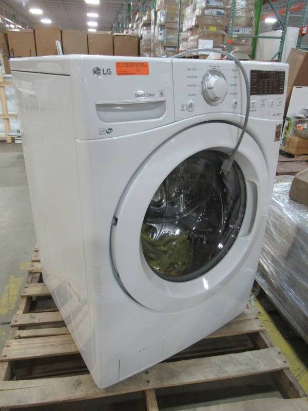 lot 8 image: LG 4.3-cu ft High Efficiency Stackable Front-Load Washer (White) ENERGY STAR - BROKEN DRUM