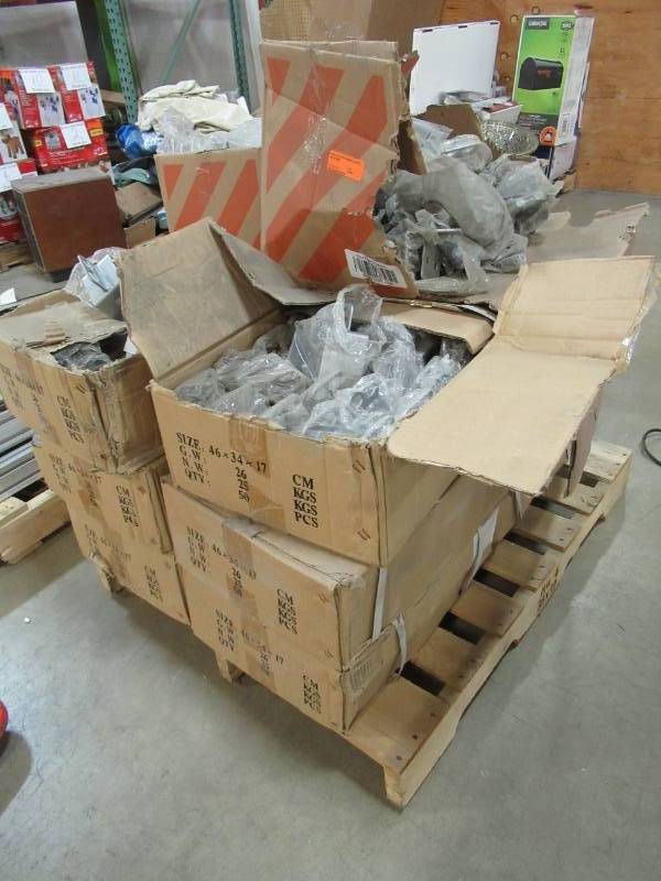 lot 13 image: Large Lot of metal brackets and chains full pallet