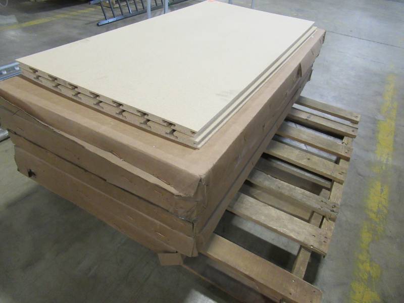 lot 20 image: 12 Panels of GarageEscape 2 ft. x 4 ft. Paintable Slatwall Easy Panel (2-Piece per Box), Model 5022