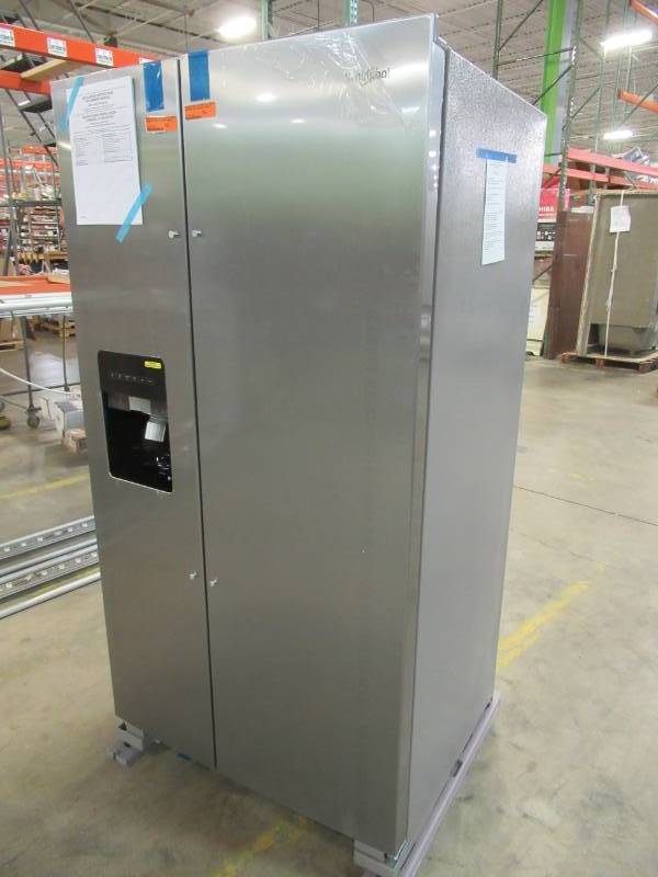 lot 29 image: LIKE NEW - Whirlpool 24.6-cu ft Side-by-Side Refrigerator with Ice Maker (Fingerprint-Resistant Stainless Steel) WRS315SDHZ