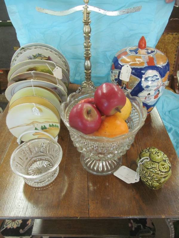 lot 24 image: vintage  hand painted glassware
