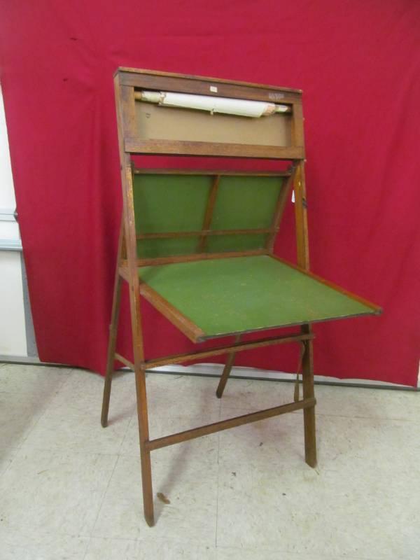 lot 41 image: vintage scroll folding chalkboard easel