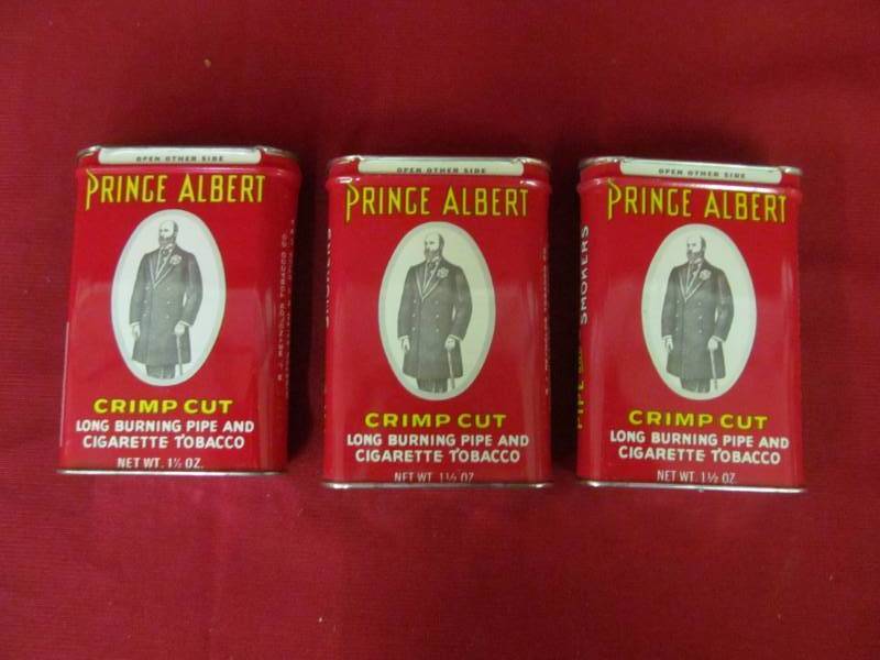 lot 104 image: Vintage Prince Albert tobacco tins