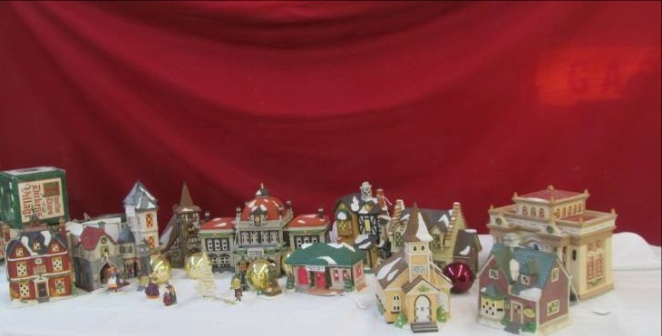 lot 129 image: Dept. 56 Heritage Christmas village