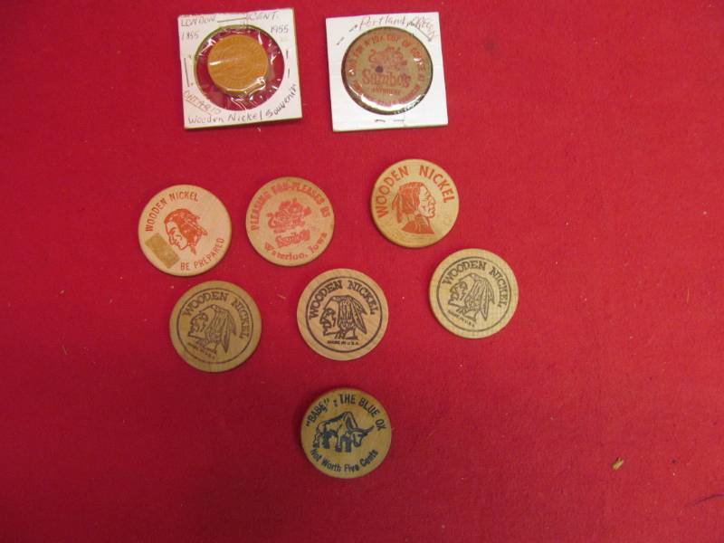 lot 165 image: vintage wood nickels