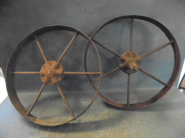 lot 49 image: Antique Metal Wheels