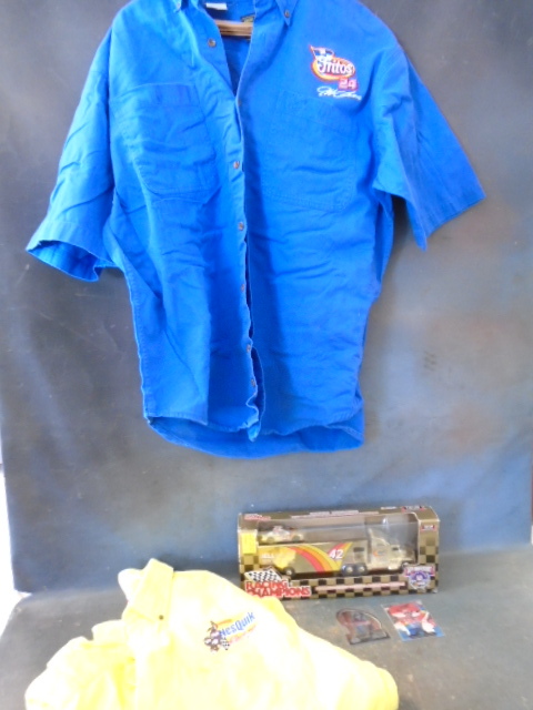 lot 100 image: Car Racing Shirts and Die Cast Truck