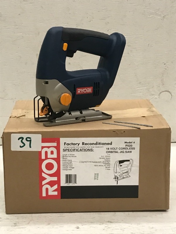 lot 39 image: Ryobi Cordless Orbital Jig-Saw